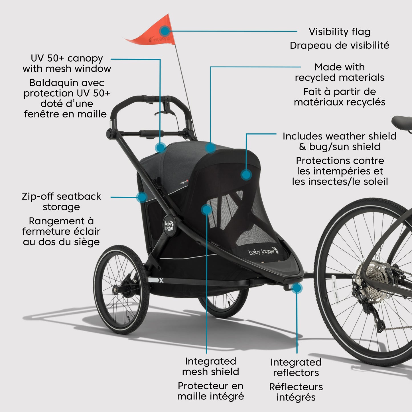 Baby Jogger® City Prix™ Jogger x Bike Trailer